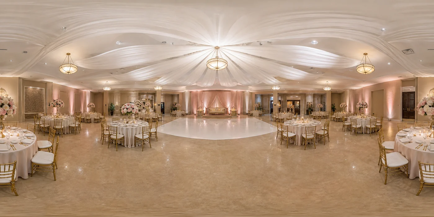 Panorama 360 de salón de quinceañera