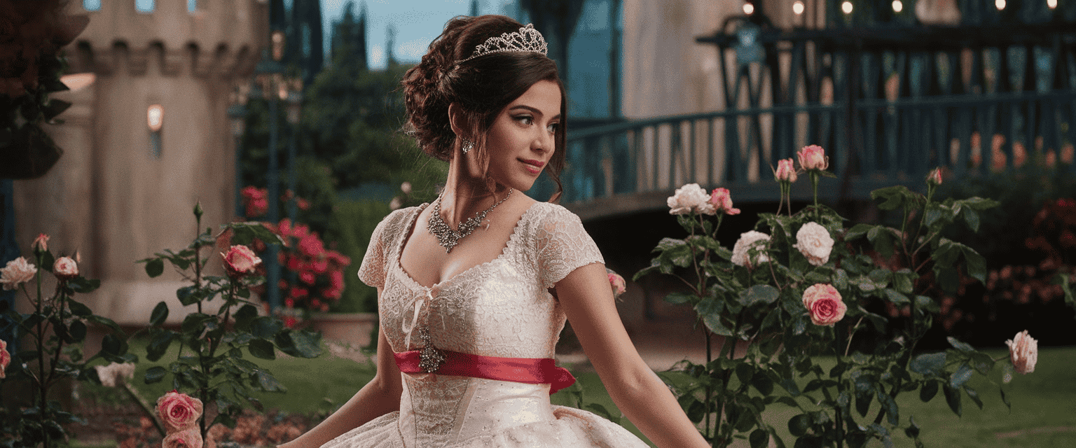 Fondo de quinceañera con vestido elegante